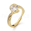 Brass Micro Pave Clear Cubic Zirconia Finger Rings for Women RJEW-U049-01G-4