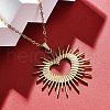 Shining Heart 304 Stainless Steel Pendant Necklaces NJEW-M096-37G-4
