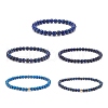 Natural Lapis Lazuli(Dyed & Heated) Round Beaded Stretch Bracelet BJEW-JB08368-1
