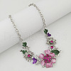 Flower Alloy Rhinestone Jewelry Set FS-WGD5AB0-01-4