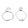 Tarnish Resistant 304 Stainless Steel Paperclip Chains & Cable Chain Bracelet Sets AJEW-U005-05A-P-2