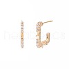 Brass Micro Pave Clear Cubic Zirconia Stud Earring Findings KK-S364-128-2