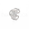 Non-Tarnish 304 Stainless Steel Oval with Human Wide Open Cuff Ring for Women RJEW-S405-164P-3