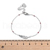 304 Stainless Steel Feather Link Bracelets for Women BJEW-A036-17P-5