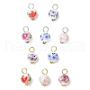 Handmade Flower Printed Porcelain Ceramic Pendants PALLOY-JF03928-1