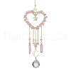 Natural Rose Quartz Chip Beads with Brass Findings Pendant Decorations HJEW-JM01814-01-1