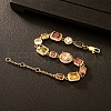Brass Pave Colorful Cubic Zirconia Geometric Rectangle Flat Round Square Link Chain Bracelets for Women and Men IX3096-3