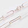 Brass Flat Oval Paperclip Chain Necklace Making MAK-S072-08A-RG-1