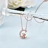 Chinese Zodiac Necklace Tiger Necklace 925 Sterling Silver Rose Gold Tiger on the Moon Pendant Charm Necklace Zircon Moon and Star Necklace Cute Animal Jewelry Gifts for Women JN1090C-3
