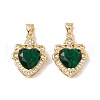 Brass Micro Pave Green Cubic Zirconia Pendants KK-G415-35G-2