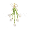 Bowknot & Flower Glass Seed Pendant Decoration HJEW-TA00311-01-1
