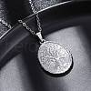 Oval Tree of Life 304 Stainless Steel Pendant Necklaces NJEW-M096-10P-4