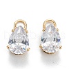 Brass Clear Cubic Zirconia Charms ZIRC-G170-13-4