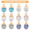 SUPERFINDINGS 12Pcs 6 Styles Electroplated Natural & Synthetic Mixed Gemstone Faceted Oval Charms G-FH0002-15-6