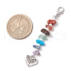 Chakra Natural Red Jasper & South Red Agate & Tiger Eye & Green Aventurine & Amethyst & Lapis Lazuli & Synthetic Turquoise Chips & Alloy Pendant Decorations HJEW-JM03181-3