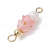Frosted Flower Natural Cultured Freshwater Pearl & Acrylic Connector Charms PALLOY-JF03590-05-5
