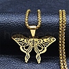 Hollow Out Butterfly 304 Stainless Steel Pendant Necklaces for Men Women NJEW-K283-24G-1
