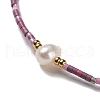 Glass Imitation Pearl & Seed Braided Bead Bracelets WO2637-14-2