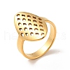 Ion Plating(IP) 201 Stainless Steel Oval with Dot Finger Ring for Women RJEW-G266-33G-3