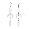 Rough Natural Quartz Crystal Dangle Earrings EJEW-JE05877-01-1