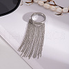 Exaggerated Fringe Stainless Steel Finger Rings with Simple Tassel Chain for Women EO0364-3