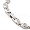 Clear Cubic Zirconia Teardrop Link Chain Bracelet BJEW-E073-03P-3