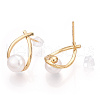 Natural Pearl Teardrop Stud Earrings PEAR-N017-06B-1