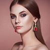 ANATTASOUL 4 Pairs 4 Colors Glass Teardrop Dangle Earrings EJEW-AN0003-95-6