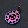 Chakra Theme Ion Plating(IP) 201 Stainless Steel Charms STAS-T054-JN403Q-3-2