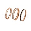 3Pcs Hollow Out 304 Stainless Steel Micro Pave Clear Cubic Zirconia with Enamel Finger Rings FS-WGFDE09-04-2