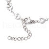 304 Stainless Steel Hollow Heart Link Chain Anklets for Women AJEW-AN00684-4