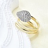 Brass Micro Pave Clear Cubic Zirconia Cuff Rings for Women RJEW-G347-15GP-1