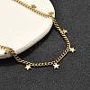 304 Stainless Steel Twisted Chain Necklaces with Star Charm Tassel NJEW-R023-07G-2