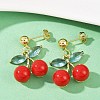Cherry Brass Cubic Zirconia Dangle Stud Earrings EJEW-Q036-04G-4