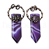 Dyed Natural Purple Banded Agate & Amethyst Sword Shape Big Pendants G-Q350-07L-1