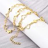 Brass Heart Link Chain Necklaces NJEW-D314-01G-3