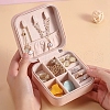 Square PU Leather Jewelry Set Organizer Zipper Box PW-WG43091-02-4