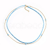 Faceted Synthetic Turquoise Tiered Necklaces NJEW-F212-06C-1