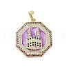 Rack Plating Brass Micro Pave Clear Cubic Zirconia Pendants KK-H474-22G-02-1