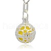 Silver Color Plated Brass Hollow Round Cage Pendants KK-J226-05S-2