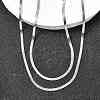 304 Stainless Steel Flat Snake Chain Double Chain Necklaces NJEW-Q039-01P-2
