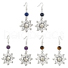 3 Pairs 3 Style Natural Mixed Gemstone Beaded Dangle Earrings EJEW-TA00336-1