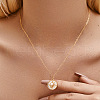 Brass Pave Natural Shell and Plastic Pearl Pendant Necklaces for Women FS-WG5BA91-16-1