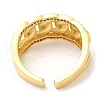 Rack Plating Brass Curb Chains Shape Open Cuff Ring with Cubic Zirconia RJEW-R138-01G-2