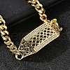 Brass Micro Pave Clear Cubic Zirconia Link Bracelets BJEW-F498-02B-G-4