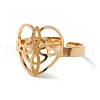 Heart with Sailor's Knot 304 Stainless Steel Open Cuff Ring for Women RJEW-E073-01G-3