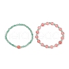 2Pcs Natural Green Aventurine & Cherry Quartz Glass Round Beaded Stretch Bracelets for Women BJEW-JB11927-2