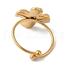 Ion Plating(IP) 304 Stainless Steel Flower Open Cuff Rings for Women RJEW-M167-09B-G-3