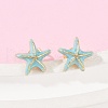 Brass Enamel Stud Earrings EJEW-R032-07G-01-1
