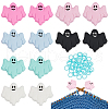 BENECREAT 12Pcs 6 Colors Halloween Ghost Food Grade Eco-Friendly Silicone Beads with 50Pcs Plastic Knitting Stitch Marker Rings SIL-BC0001-10-1
